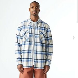 NWT Men’s Huf Sorrento Flannel Long Sleeve Natural Shirt Size L